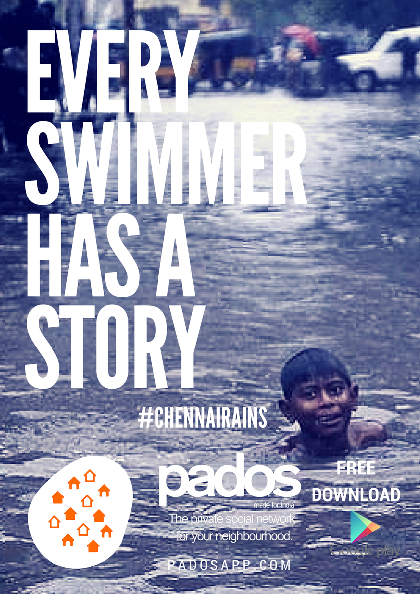 PadosApp's tweet photo. Every Swimmer has s story. #ChennaiRains https://t.co/xrlnKbBpDp
