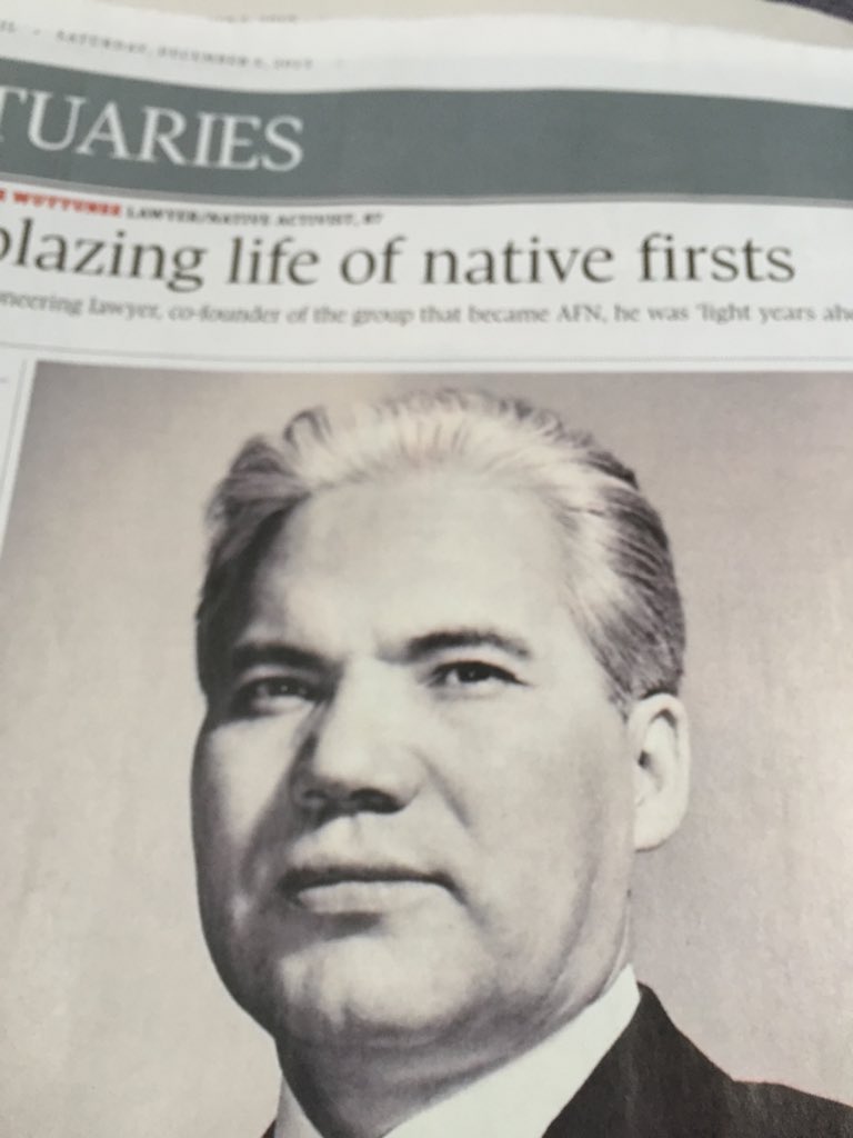 PHughesLCO's tweet photo. I learn much re people I don't know (sadly) fr obits in @globeandmail-2day Bill Wuttunee, First Nations "visionary" https://t.co/dPPzE1bLG3