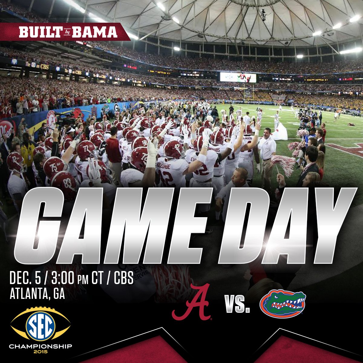 UA_Athletics's tweet photo. #RollTide it's Game Day! @AlabamaFTBL plays for its 25th SEC Championship at 3PM CT on CBS. #SECATL #UFvsBAMA https://t.co/D45pT6ESnZ