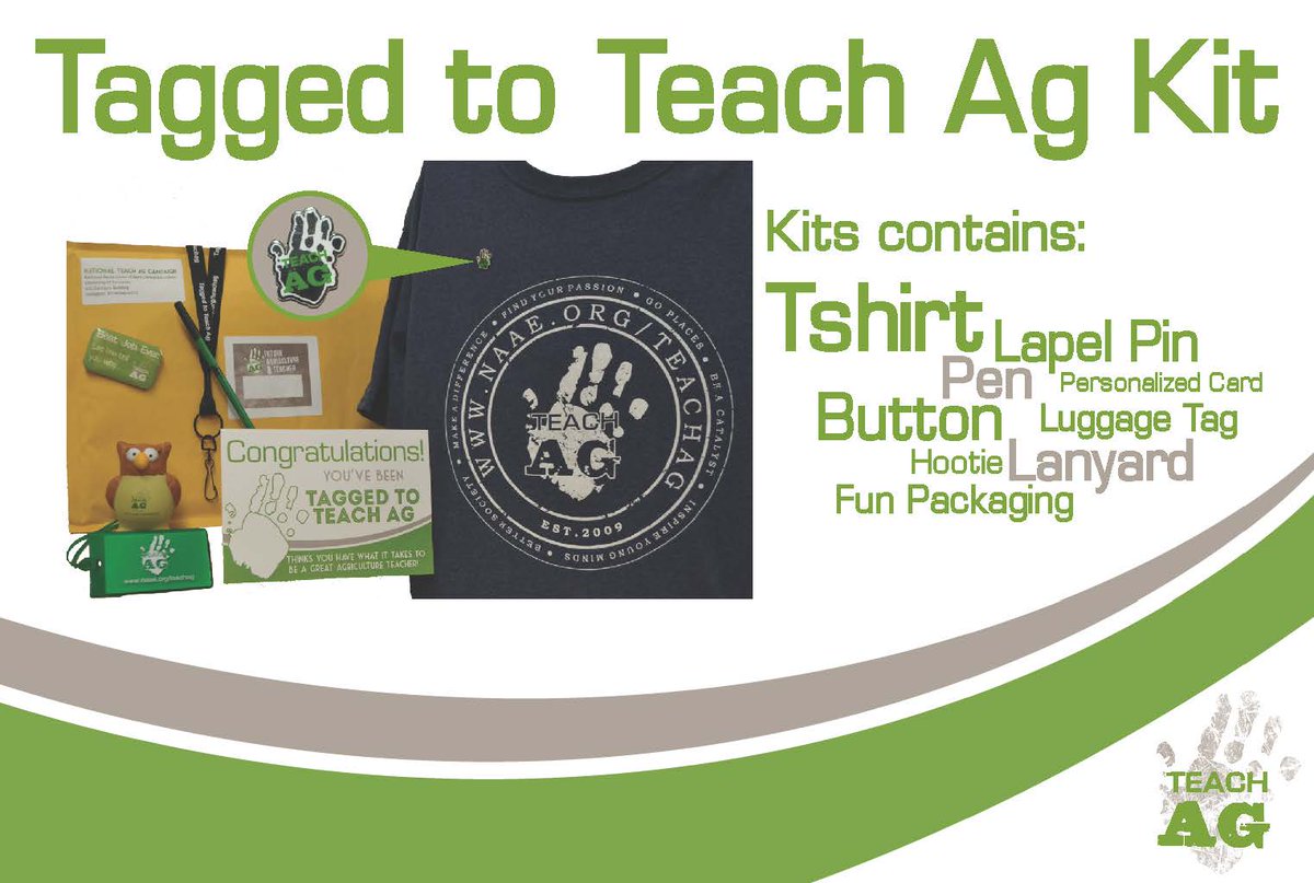 Teach_Ag's tweet photo. Know someone who would make a great ag teacher? Tag them with a Tagged to #TeachAg kit! https://t.co/BcFSDhxbbN https://t.co/XYfFe0RcZg