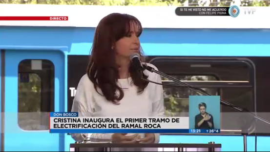TV_Publica's tweet photo. [AHORA] @CFKArgentina: "Ojalá que todos los argentinos puedan vivir cada día mejor, y tengan más cosas" https://t.co/JtJUksmDu8