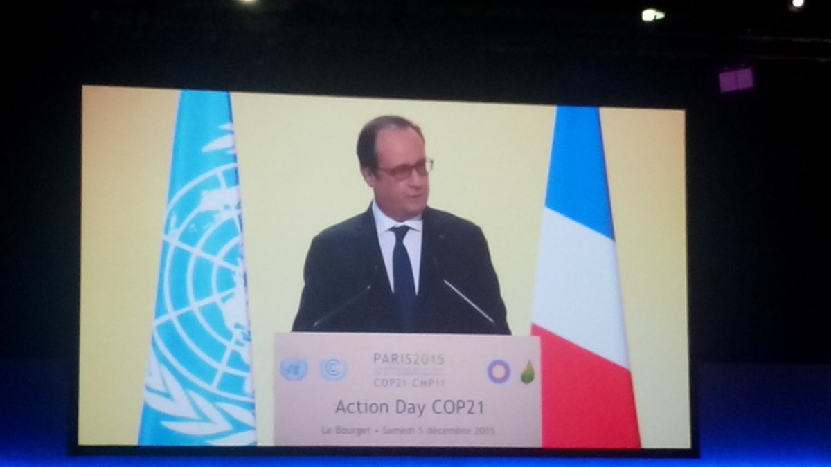 MellyKol's tweet photo. President Hollande speaking at the closure of #ActionDay at #COP21 https://t.co/vHnOghaPkh