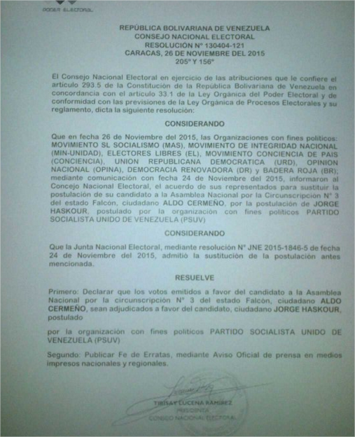 Analitica's tweet photo. #LoÚltimo Un día antes del #6D el CNE decide transferir los votos de MIN Unidad al PSUV https://t.co/2j2eoB56Lj https://t.co/j2mJMxz1X9