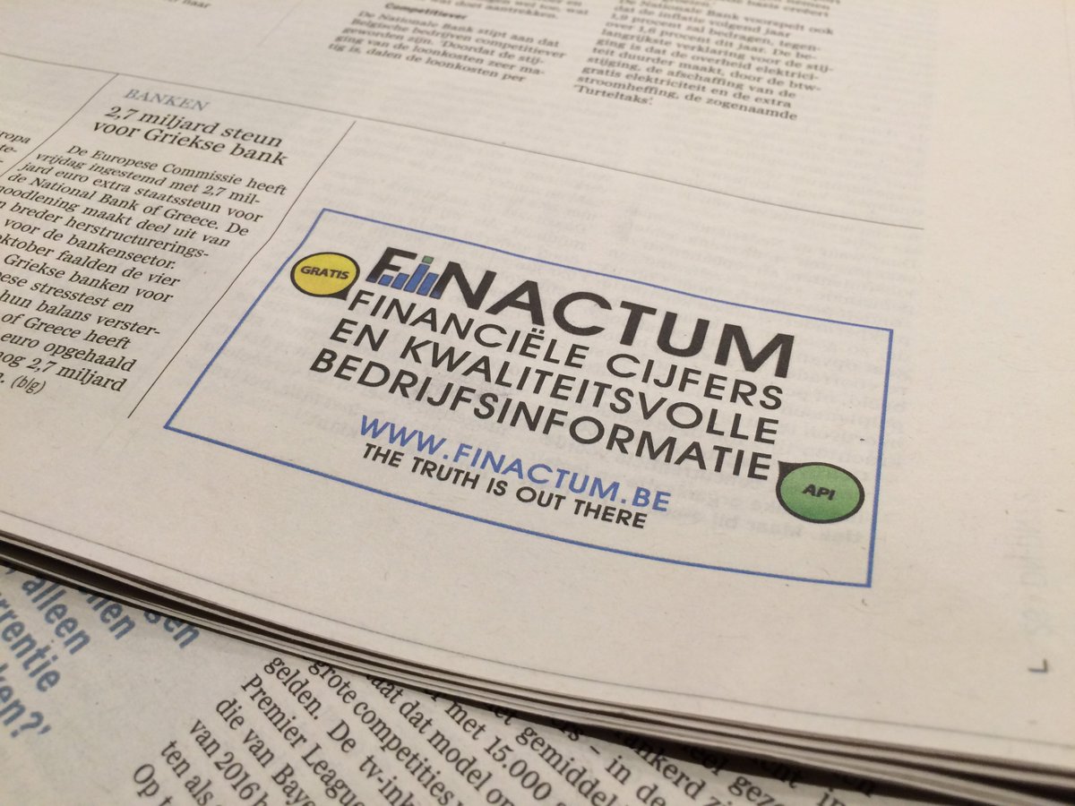 Finactum's tweet image. Vandaag in de @destandaard een advertentie van Finactum! finactum.be