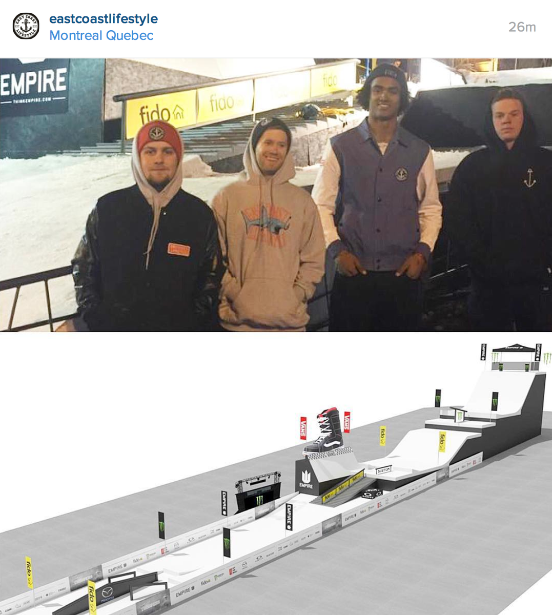 EASTCOASTLIFEST's tweet photo. Best of luck to our snowboard team competing in Quebec today!! $15K up for grabs #GoGetIt #ECL @RobRoethler @JNewc91 https://t.co/oaekBLjHRD