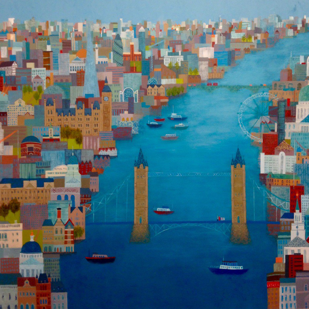 e_brownjohn's tweet image. Latest London cityscape. Commission. 100x120cm. Acrylic on wood. emmabrownjohn.com