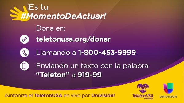Univision tlnovelas (@unitlnovelas) on Twitter photo ¡Buenos días! El #MomentoDeActuar es ahora. Los niños de <a href="/TeletonUSA/">TeletonUSA</a> te lo agradecerán. ¡RT si ya donaste! ¡Buenos días! El #MomentoDeActuar es ahora. Los niños de <a href="/TeletonUSA/">TeletonUSA</a> te lo agradecerán. ¡RT si ya donaste!