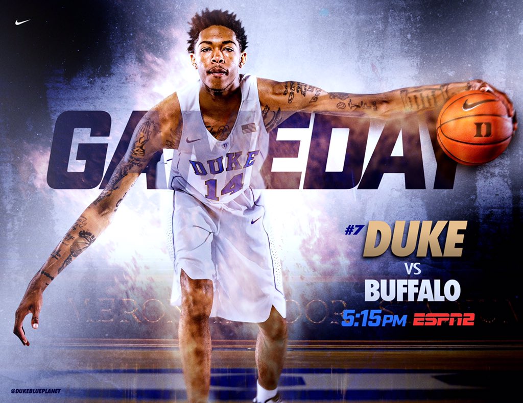 DukeMBB's tweet photo. GAMEDAY!!!

🏀 vs. Buffalo
⏰ 5:15 PM (ET)
📍 Cameron Indoor Stadium
📺 ESPN2

#HereComesDuke https://t.co/J8CvpmM4NF