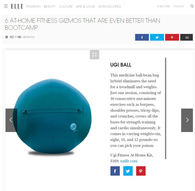 Check out #Ugi #Fitness in <a href="/ELLEmagazine/">ELLE Magazine (US)</a>'s #athomeworkout story! bit.ly/21CKXvW