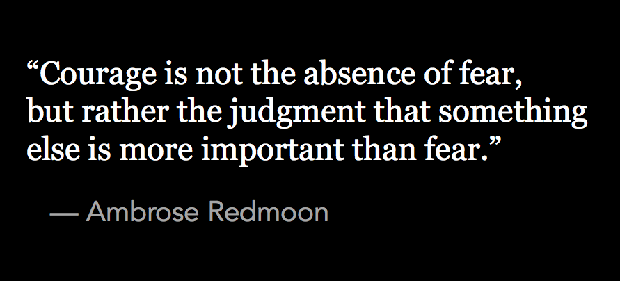 BobPickard's tweet image. “Courage is not the absence of fear, but rather the judgment that something else is more important than fear.”