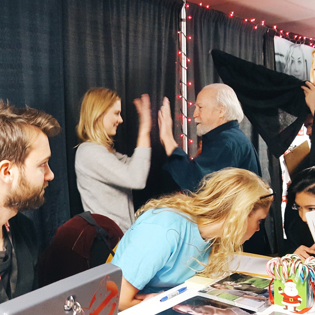 Scott Wilson stops by to high five <a href="/alexandrabreck1/">Alex Breckenridge</a>! Do you think Hershel and Jessie would get along?