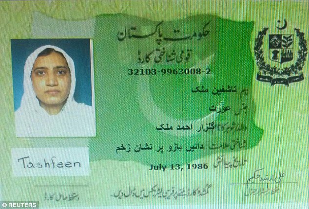 Tashfeen Malik Pakistan passport photo