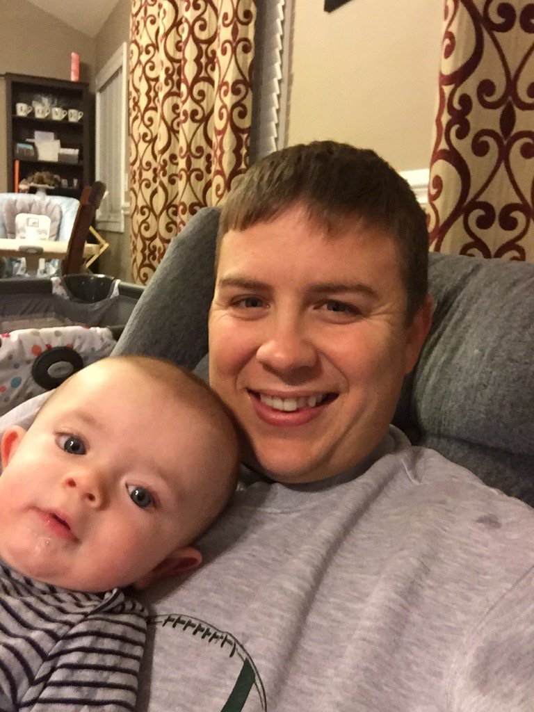 coachhick's tweet photo. Hard for life to be any better! Henry is not impressed with the offense however. #mylittle man. #henryjohn https://t.co/VbnnzsJHuS