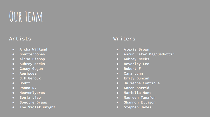 CrowsonHearts's tweet photo. Announcing the official list of #Artists and #Writers for #CrowsOnHeartstrings https://t.co/RbASutxzJt