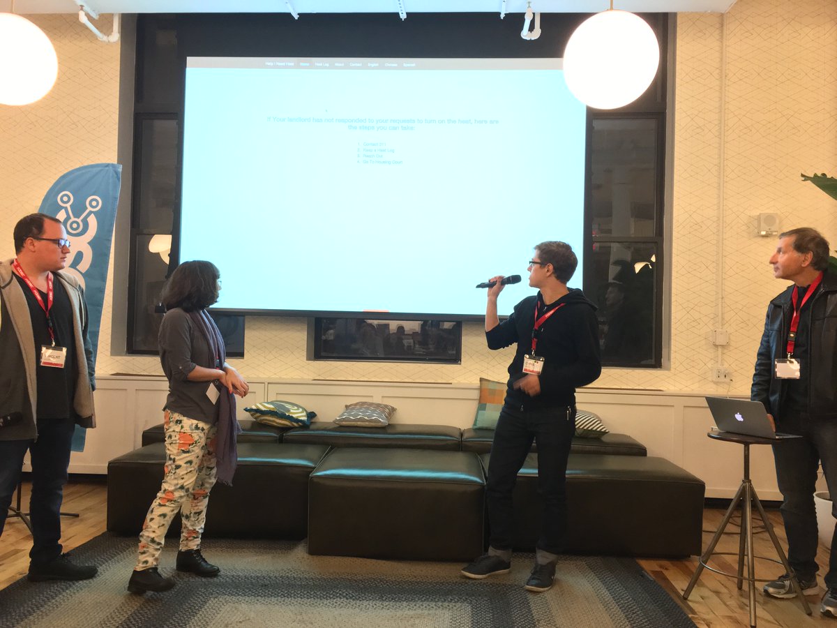 BetaNYC's tweet photo. Third #hackforheat team, โthe heat seekers!โ A tool to help log heating issues & get justice. #CIVICtech https://t.co/XSfbz9Qa39
