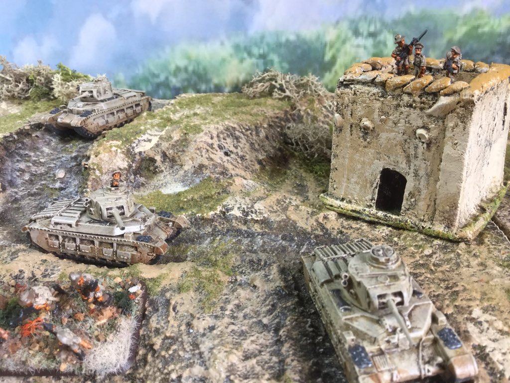 Oldwargamer's tweet photo. #AussieAussieAussie #DesertWar #WWII #ElAlamein #9thDivision  #FlamesofWar #15mm #Warmongers #Matilda #Tanks #war https://t.co/vsd8XpGmbv