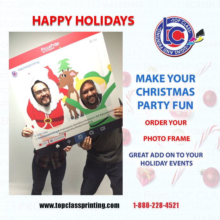 TopClassPrints's tweet image. A custom Holidays photo frame can turn your event into a major blast #instagramframe #instagramphotoprop #holidays