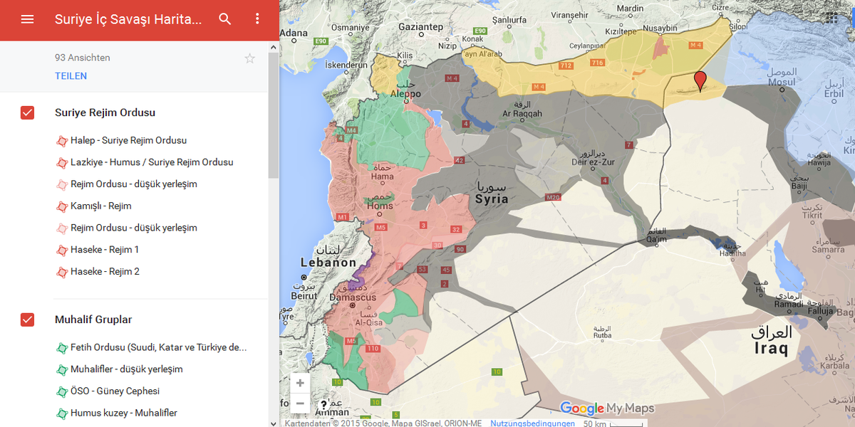 melihcilga's tweet image. Bunun Türkçesini hazırlama denemesi de yavaşça ilerliyor (Suriye ve Irak) goo.gl/AGqRJZ #SyriaMap