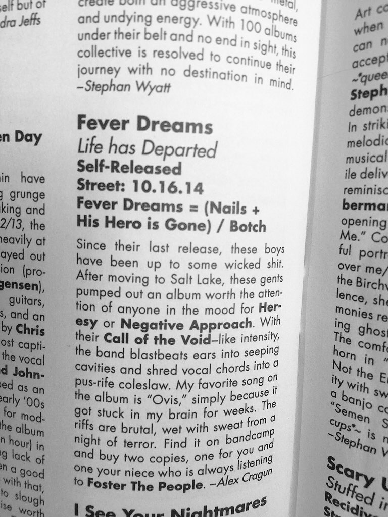 Thanks to <a href="/SLUGMag/">SLUG Magazine</a> for the awesome write up in this month's issue.