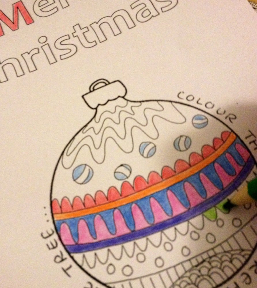 Relaxing colouring my Colour your own Christmas card.  Have you got yours yet?  All profits go to St Ann's Hospice.