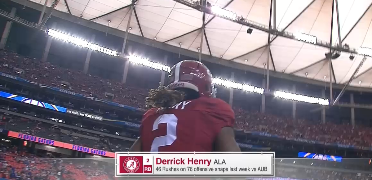 SECNetwork's tweet photo. The nation's leading rusher takes the field. https://t.co/CW3dynKPLi 

#SECNation https://t.co/oYQ1ZiZny9
