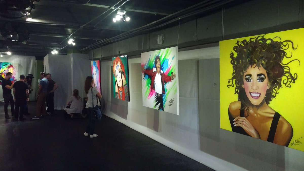 AdamEntity's tweet image. Many amazing celebrities at BodyTek Wynwood show casing art by Trey Opp.