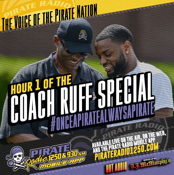 PR927FM's tweet photo. Hr 1 of our Live Coverage on the #CoachRuff dismissal #ECUFootball #OnceAPirateAlwaysAPirate https://t.co/Jw0sFE7K8F https://t.co/cYsB37uabS