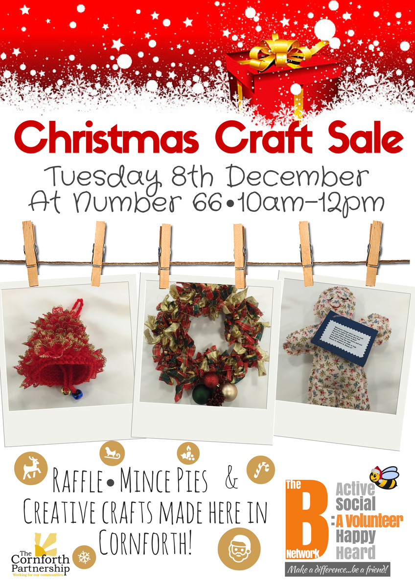 cornforthhouse's tweet photo. Our lovely ladies from our Craft & Natter group are holding a Christmas #Craft Sale! #TheBNetwork https://t.co/H09AcRVKa7