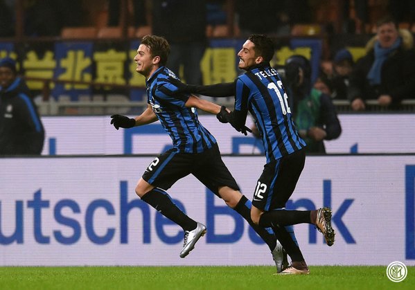 Inter_id's tweet photo. Selebrasi Adem #Ljajic setelah mencetak gol tendangan bebas pada #InterGenoa... https://t.co/NHrWMdviir