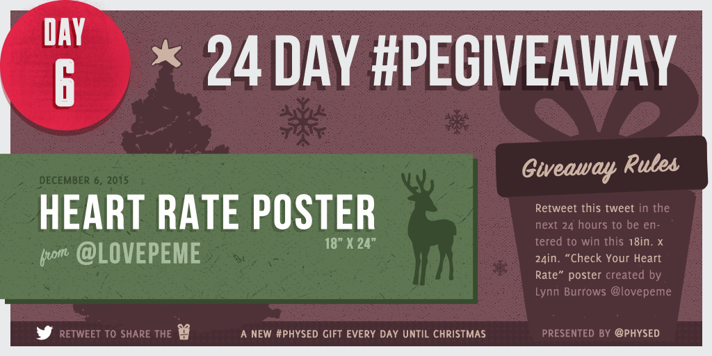 physed's tweet image. 🎁 Day 6 - “Check Your Heart Rate” poster by @Lovepeme - vistaprint.com/share-design.a… #physed #PEgiveaway. See pic 4 dtls