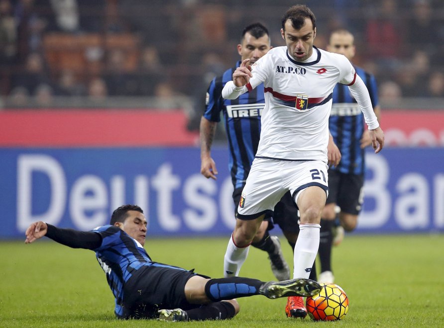 Pandev looks to escape opponents Pandev looks to escape opponents