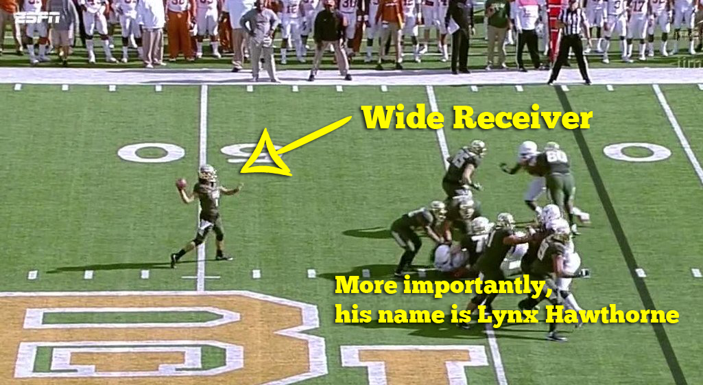 SBNation's tweet photo. Baylor basically had to play without a QB vs. Texas... and still almost won: https://t.co/CkMSFeAeW2 https://t.co/ZbrAMgk03K