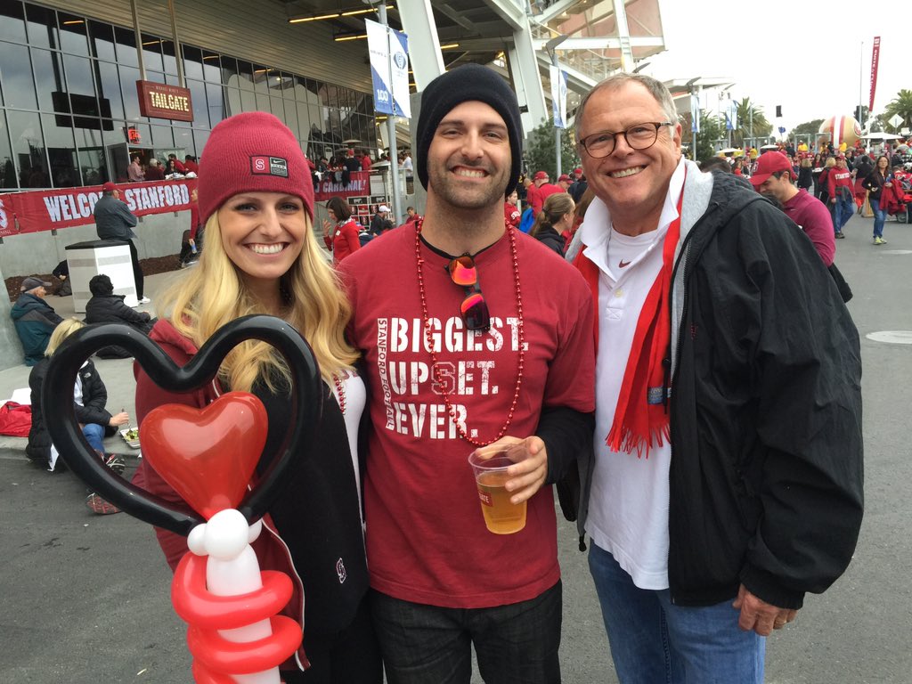 StanfordAlumni's tweet photo. Craig Cross '73 with Chelsea and Travis missing April '14 but still having fun! #GoStanford #Pac12CCG https://t.co/QXn6R90obk
