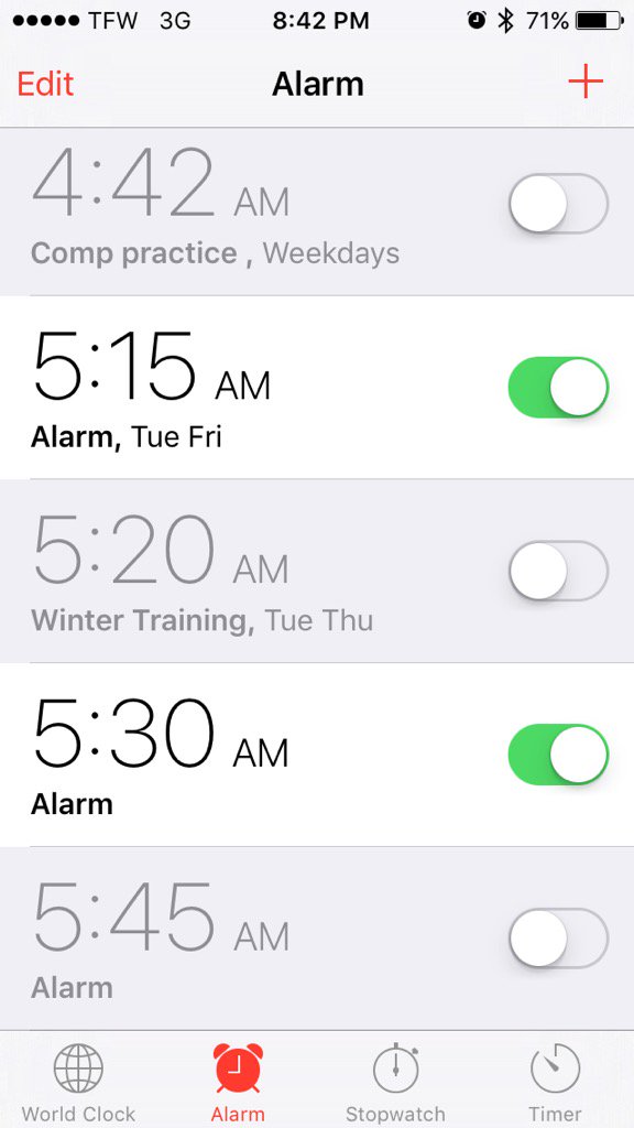 RowSource's tweet photo. Picking from my rowing alarms to get up & out of Philly 2morrow. Heading home to DC. #24hourroadtrip #usrphillycon15 https://t.co/sUco5qLa4K