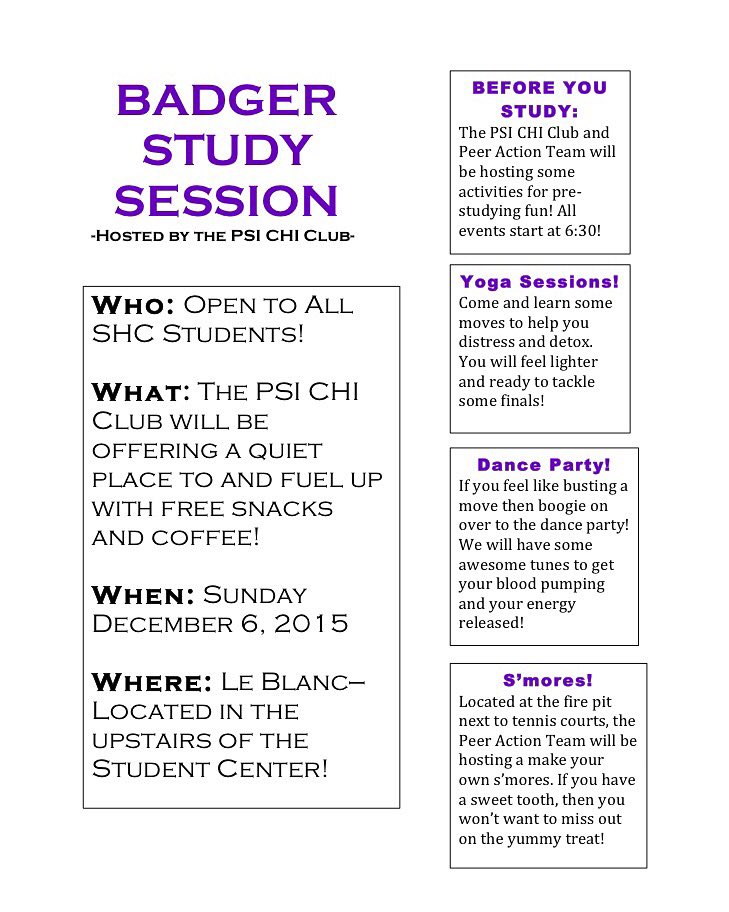 SHCPsiChi's tweet photo. Come one, come all to the PSI CHI study session TOMORROW NIGHT in LeBlanc! https://t.co/cwZvZKbBUC