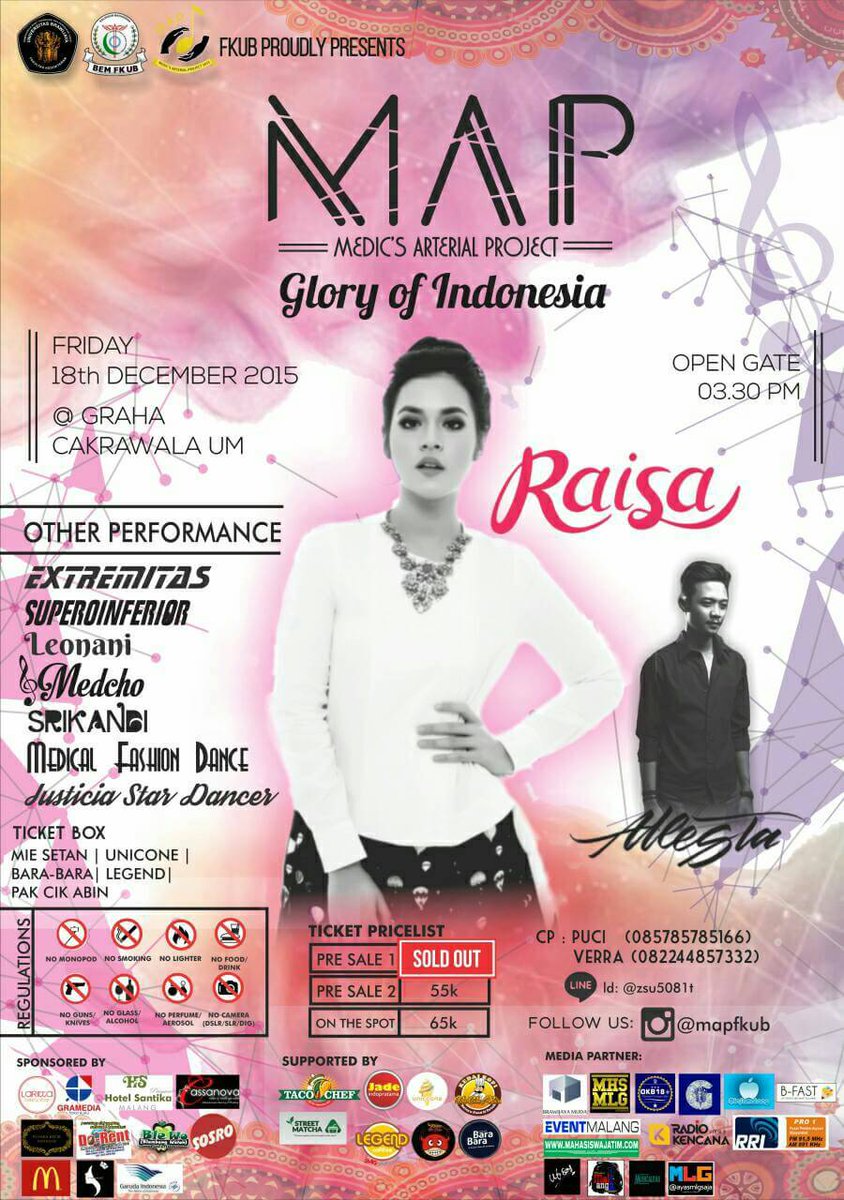 mapfkub's tweet photo. D-12 of MAP 2015! With RAISA and ATLESTA on December 18th 2015 at Graha Cakrawala UM. Now, we are in PRE-SALE 2: 55k https://t.co/UHLOprzSOu
