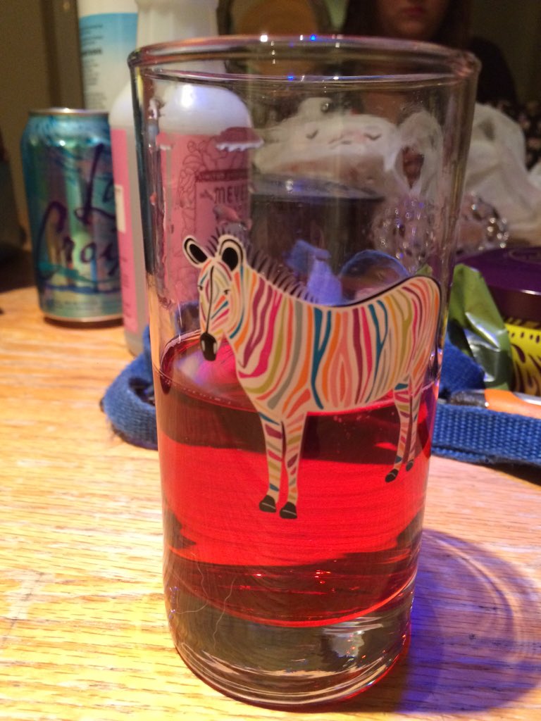 AnaEliseMeyer's tweet image. The only way to turn up is with a rainbow zebra glass #toocool #partin #mycrew
