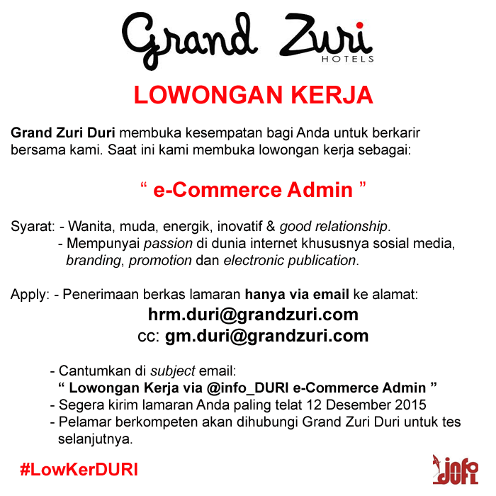 dynemotion's tweet photo. @deaathania "@info_DURI: #LowKerDURI:  " e-Commerce Admin @grandzuri_duri " segera apply ! https://t.co/S0Z45ebY4a"
