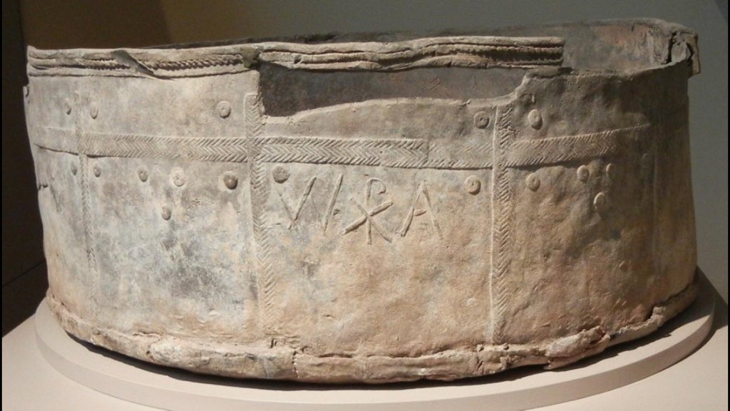 DrSueOosthuizen's tweet photo. Chi-rho symbols on late #Roman lead tank (Icklingham, Suff.) @britishmuseum. Poss baptismal #landscape #archaeology https://t.co/p4xXm0GsY8
