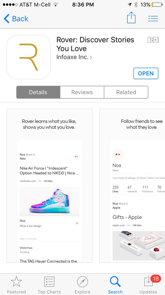 We have a new version of Rover out on the App Store. Check it out :) 
appsto.re/us/IwnX1.i