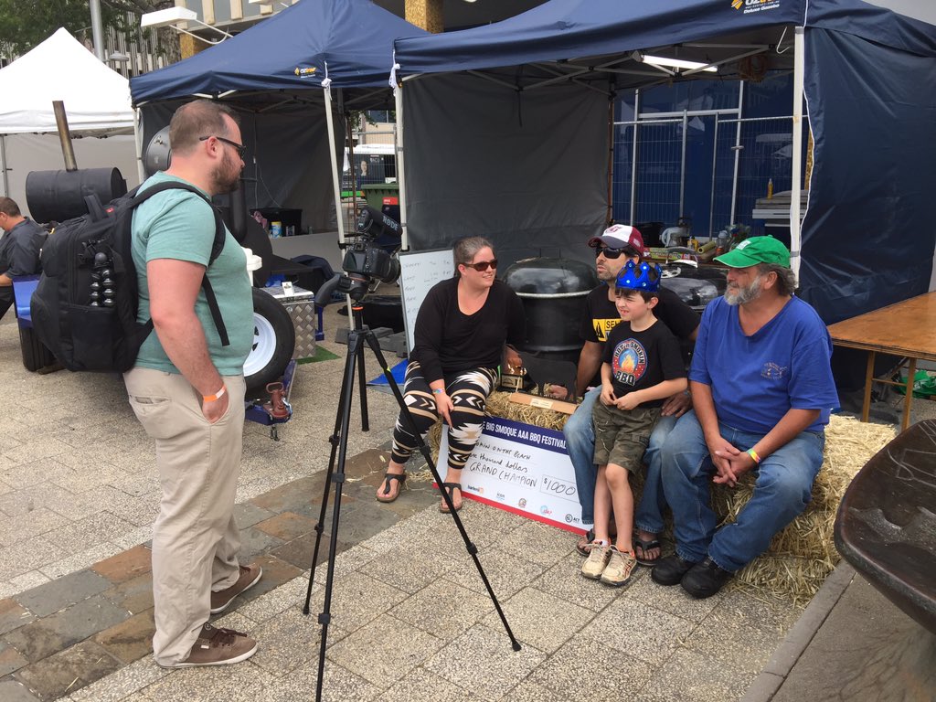 Congrats Matt, Bob, Erin &amp; Oscar <a href="/AAABBQ_Fest/">The BIG Smoque</a> Champions from Nthn Beaches #BBQ, filmed by @james_tew <a href="/TweetCanberra/">Tweet Canberra</a>