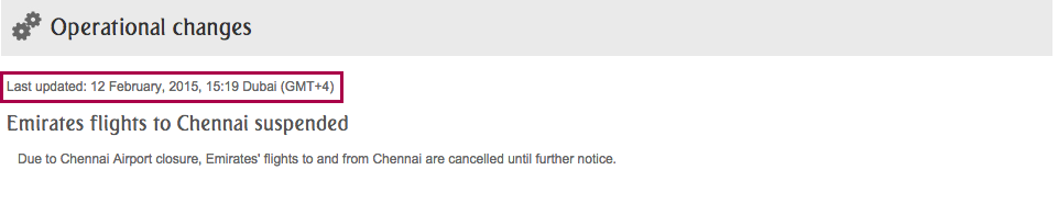 aparnadas's tweet photo. @EmiratesSupport Can you please edit the "Last updated" date in your operation update page for #ChennaiFloods? https://t.co/XytlFECgob