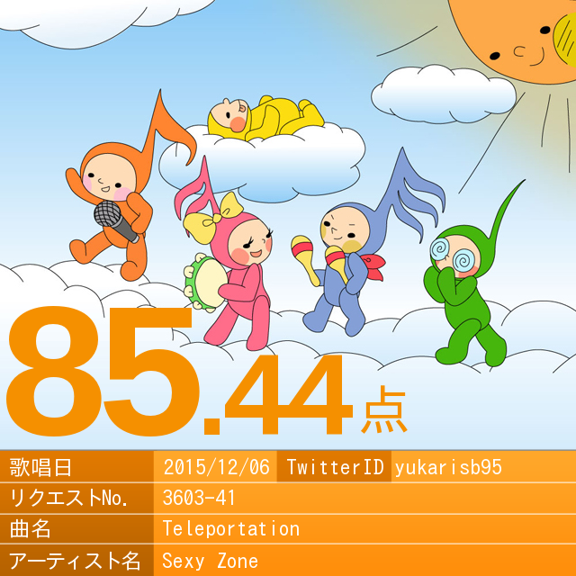 yukarisb95's tweet photo. https://t.co/ztzBqHZ3aZ おお Teleportation/Sexy Zone #saitendam #採点カラオケＤＡＭアプリ https://t.co/e0kicBtedm
