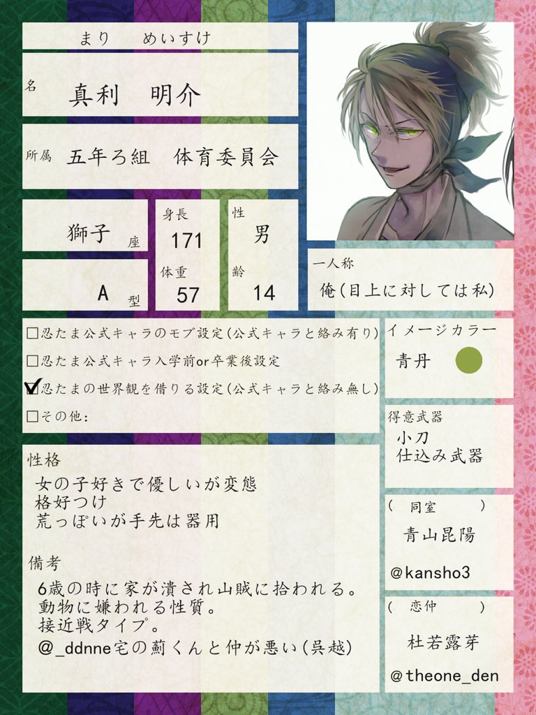 忍たま化プロフィール 忍たま化プロフィールテンプレート改訂版です