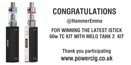 powercig's tweet photo. #Congratulations to @HammerEmma for winning the latest #Istick60w kit - thank you for participating. RT to confirm https://t.co/AJmzPemWkT