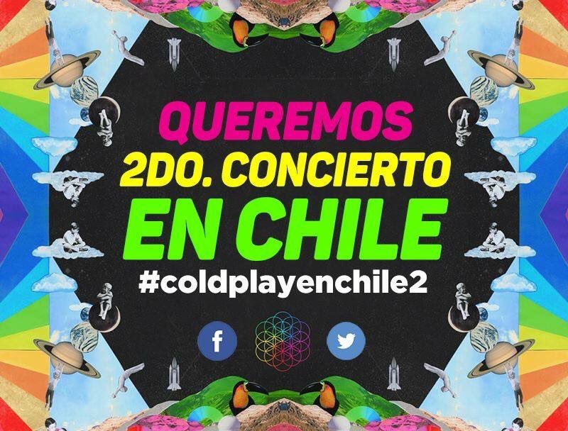 coldplaycl's tweet photo. MILES se quedaron sin entrada,QUEREMOS UN 2DO CONCIERTO DE COLDPLAY EN CHILE #ColdplayEnChile2 @T4FBizarro @coldplay https://t.co/cwurRa7kBb