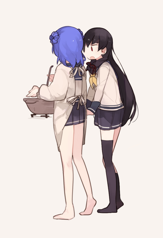 磯風(艦これ) ,浦風(艦これ) 「お鍋と十七駆。 」|グライダーのイラスト