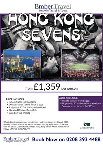 #HongKongSeven Offer including flights & 3 day #Rugby Match tickets and more! from £1,359pp embertravel.co.uk/weekly-offers