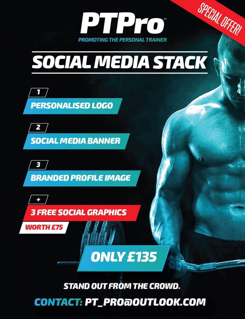 pt_promo's tweet photo. TIME TO LOOK LIKE A PRO! Limited time on our 'Social Media Stack' DM us now &amp; don't miss out. #personaltrainer #pt https://t.co/70wuPYKEg7