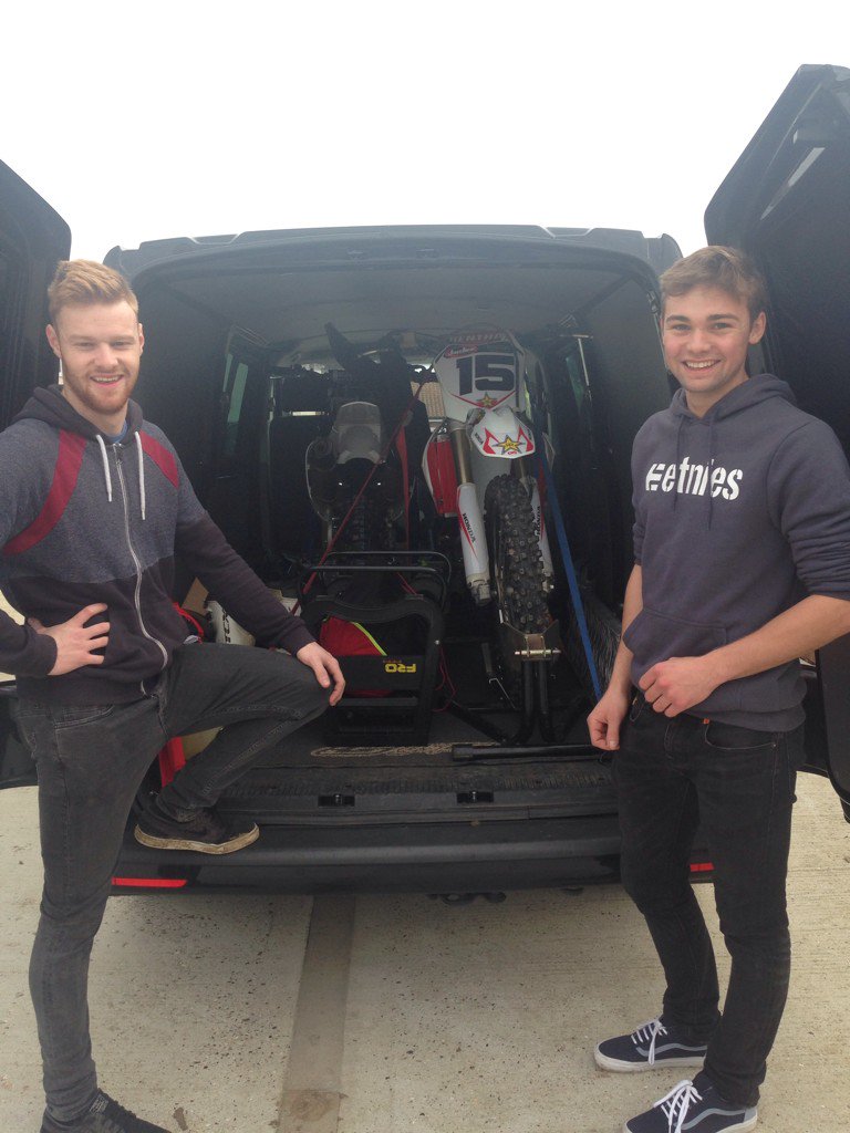 eharacing's tweet photo. New team mates @Allingham95 and @RossTwyman15 heading off to do a little MX training https://t.co/h1X6KQmfb1